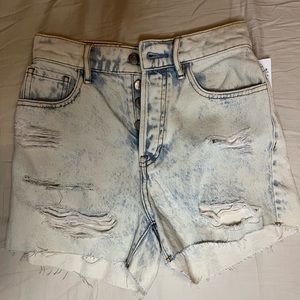Light wash high rise jean shorts